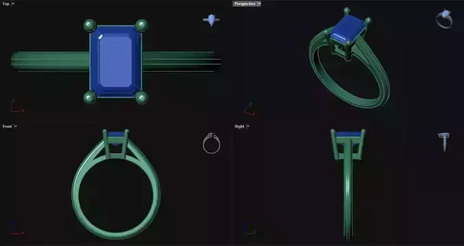 Diamond Emerald Engagement Ring