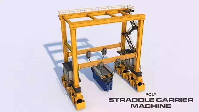 Straddle Carrier Machine Low-poly 3D model