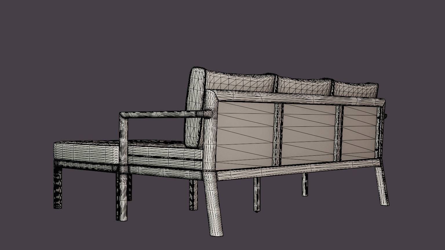 Delia divan set anthracite Low-poly 3D model_6