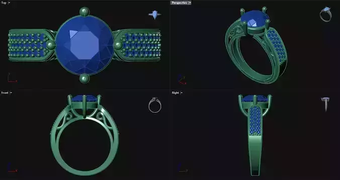 Pave Set Diamond Engagement Ring 