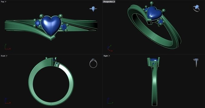 Cabochon Heart Engagement Ring  3D print model