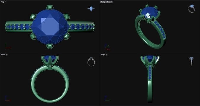 6 Prong Diamond Engagement Ring  3D print model