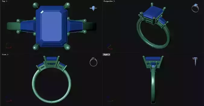 Diamond Emerald Engagement Ring 