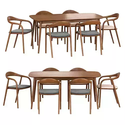 Dining set 025 Neva chair Low-poly 3D model