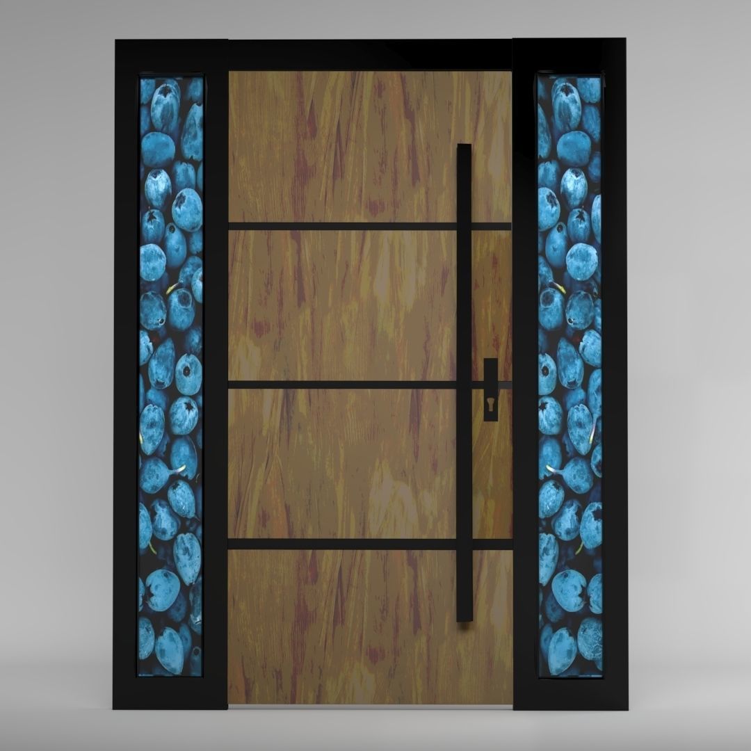 Villa Luxury Entrance Main Cast Aluminium Front Door Free 3D model_3