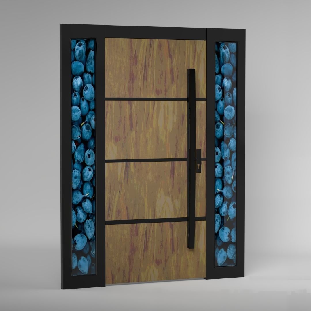 Villa Luxury Entrance Main Cast Aluminium Front Door Free 3D model_1