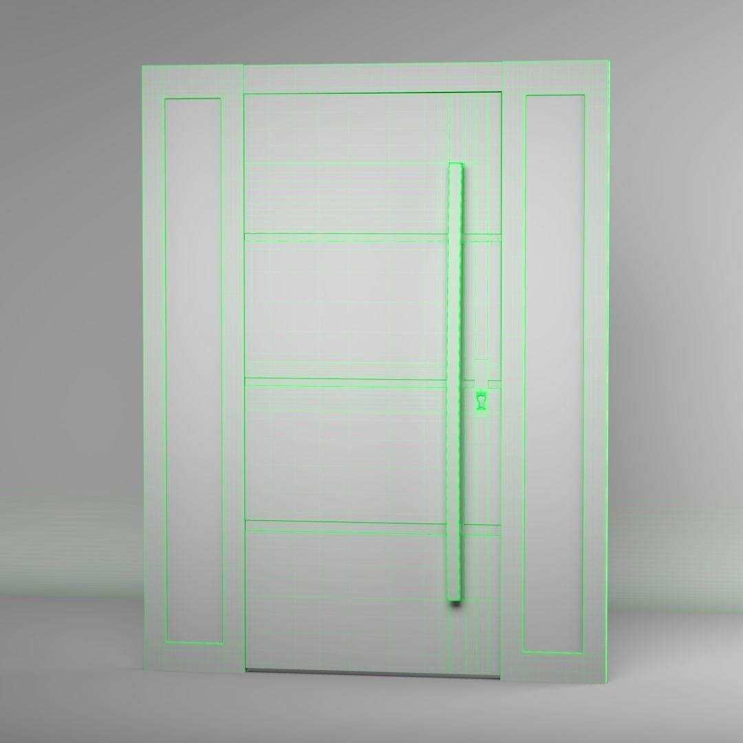 Villa Luxury Entrance Main Cast Aluminium Front Door Free 3D model_4