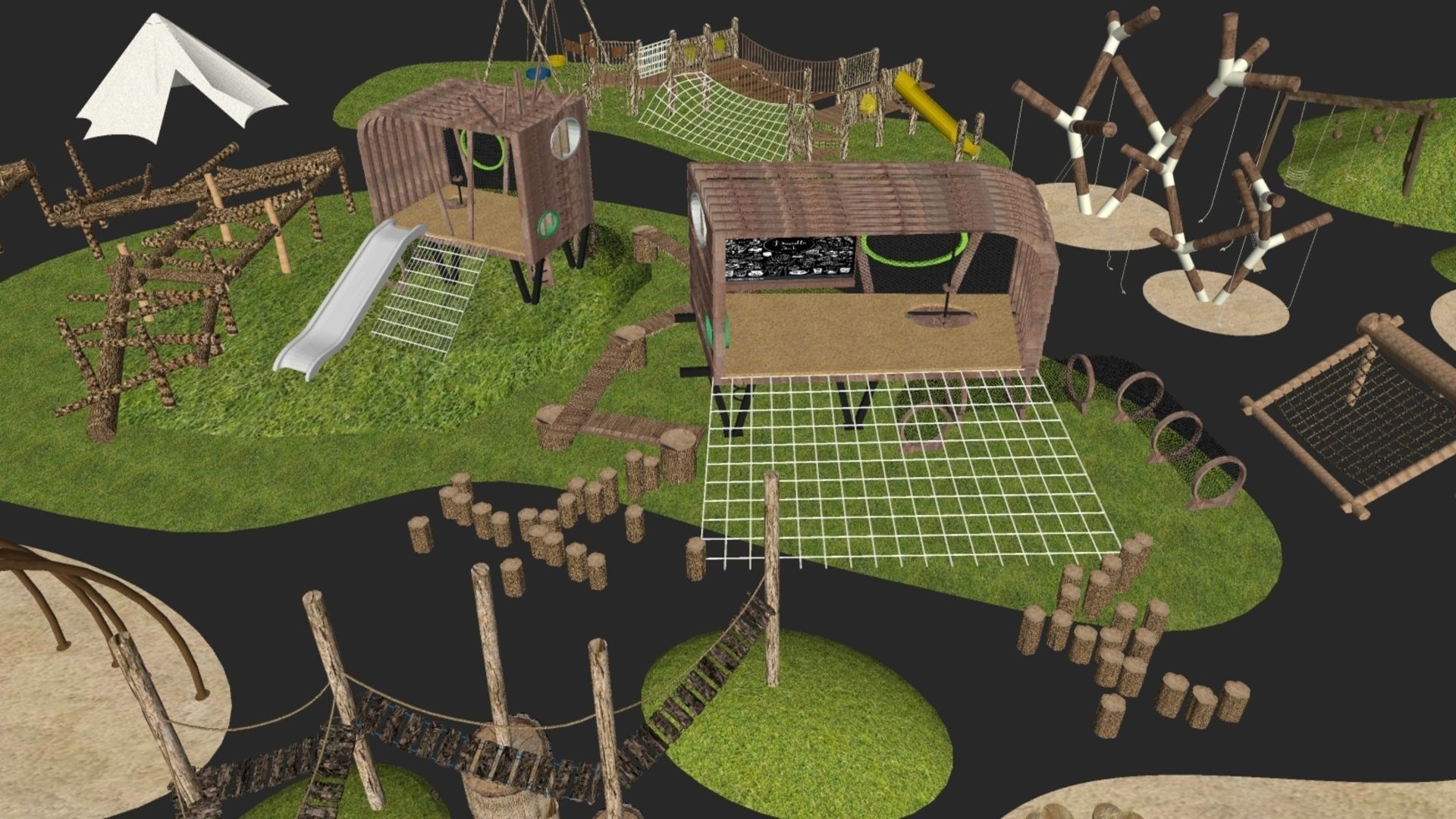 Outdoor Wood  playground Low-poly 3D model_5