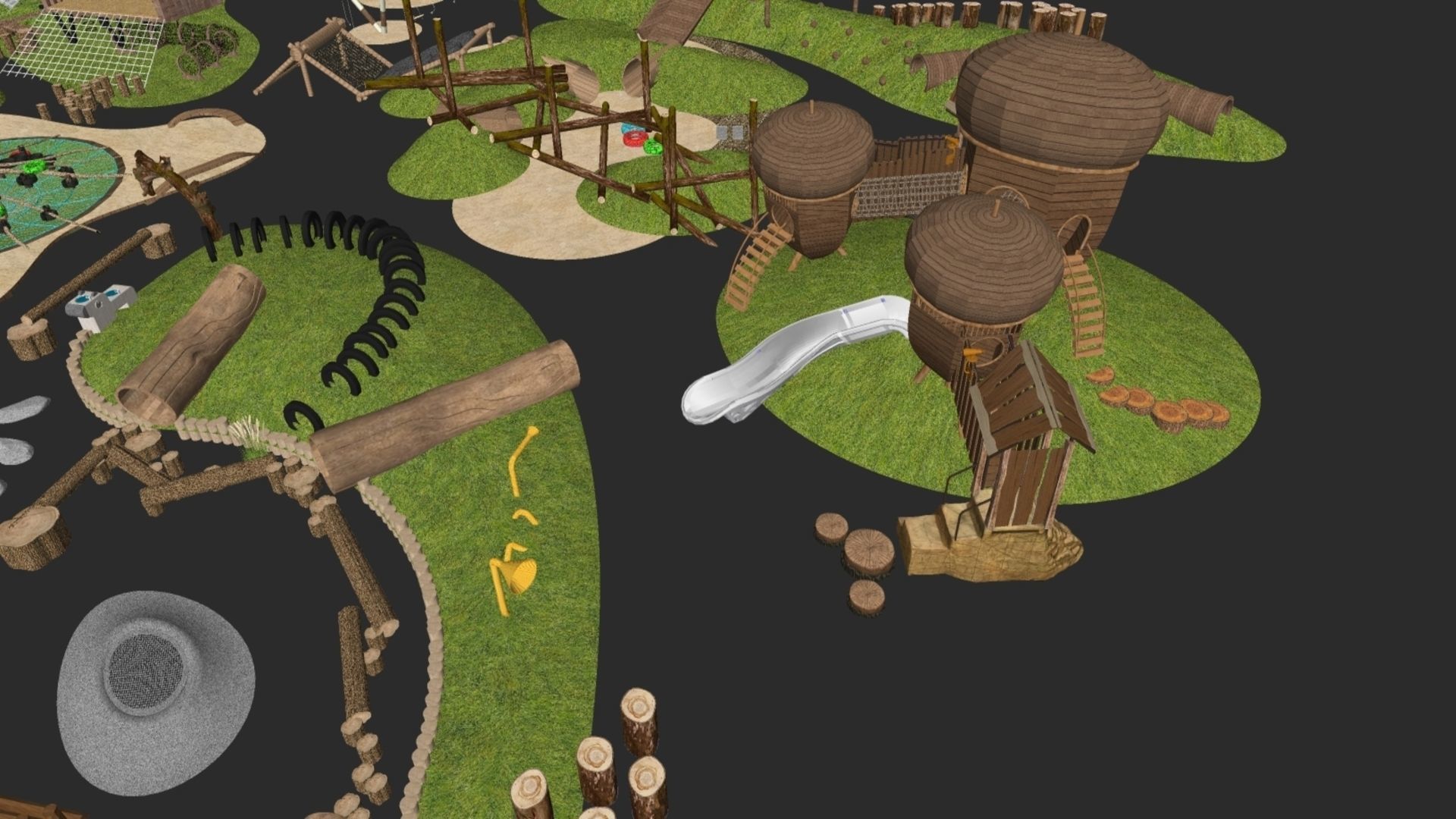 Outdoor Wood  playground Low-poly 3D model_4