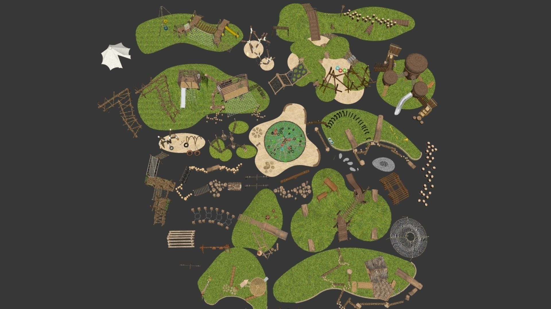 Outdoor Wood  playground Low-poly 3D model_2