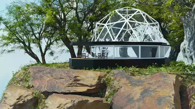 Glamping Hut Concept 3D Model - Blender Cycles Render Low-poly 3D model