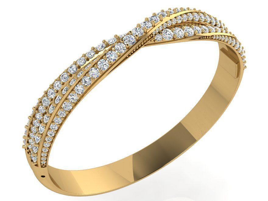 Twisted Diamond Bangle Bracelet 3800 3D print model_1