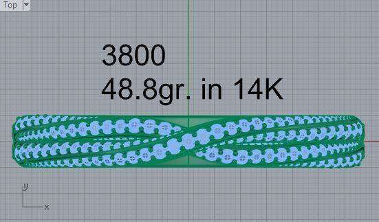 Twisted Diamond Bangle Bracelet 3800 3D print model_4