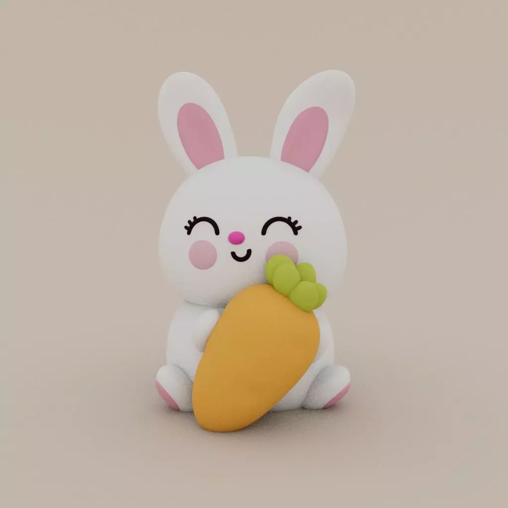 Easter Special - Cute Chubby Bunny with Carrot 3D print model_0