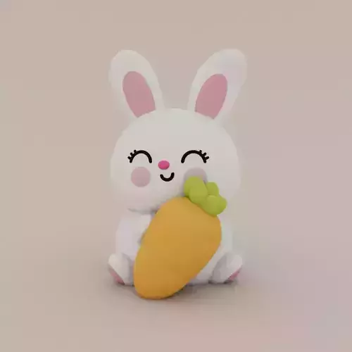 Easter Special - Cute Chubby Bunny with Carrot 3D print model