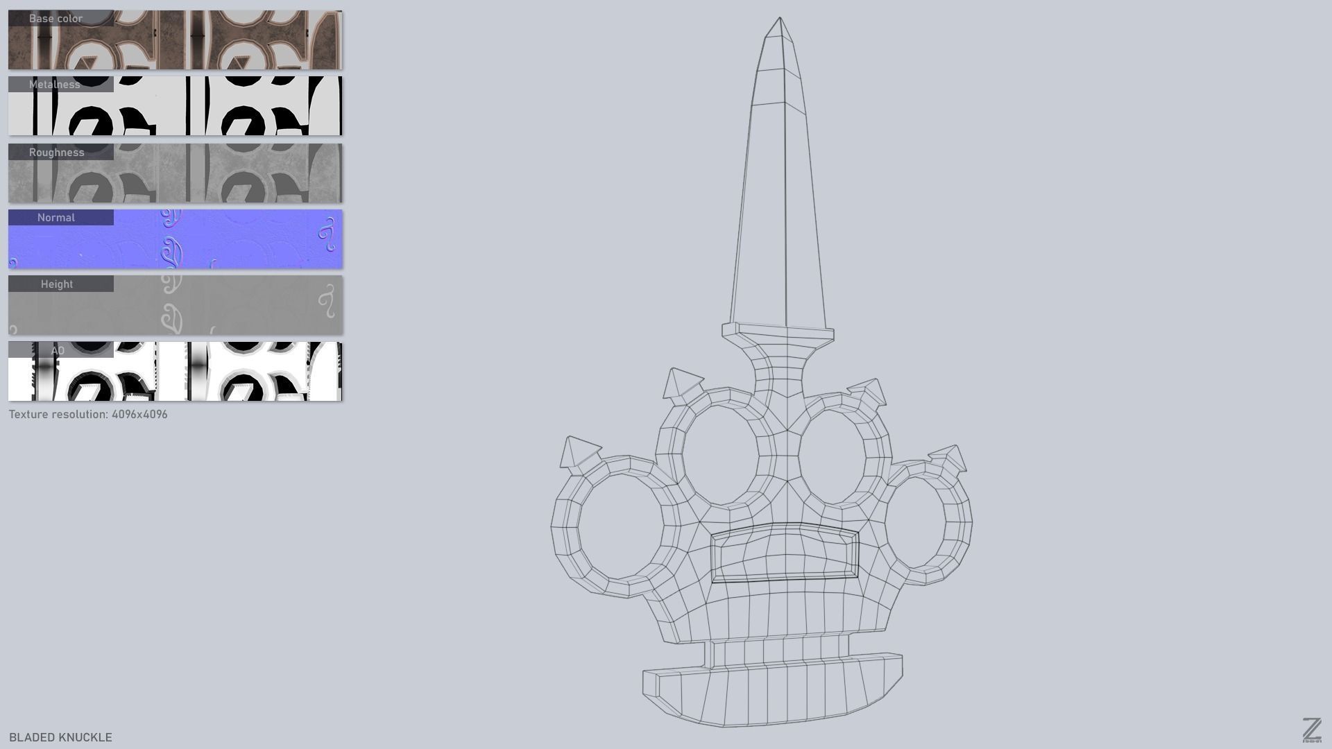 Bladed knuckle Low-poly 3D model_3