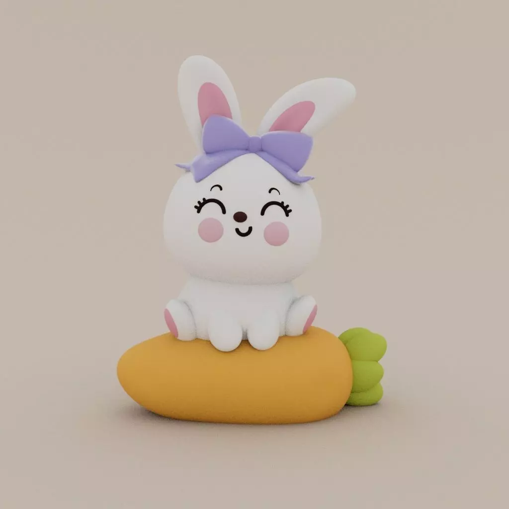 Easter Special - Cute little Bunny seated on Carrot 3D print model_0
