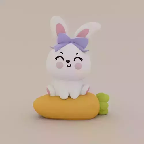 Easter Special - Cute little Bunny seated on Carrot 3D print model