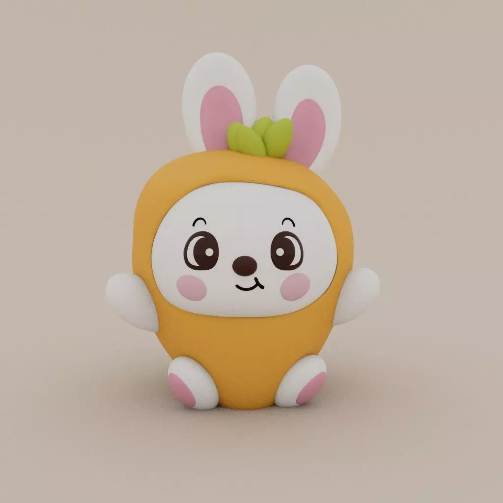 Easter Special - Cute little Bunny Dressed as a Carrot 3D print model_0