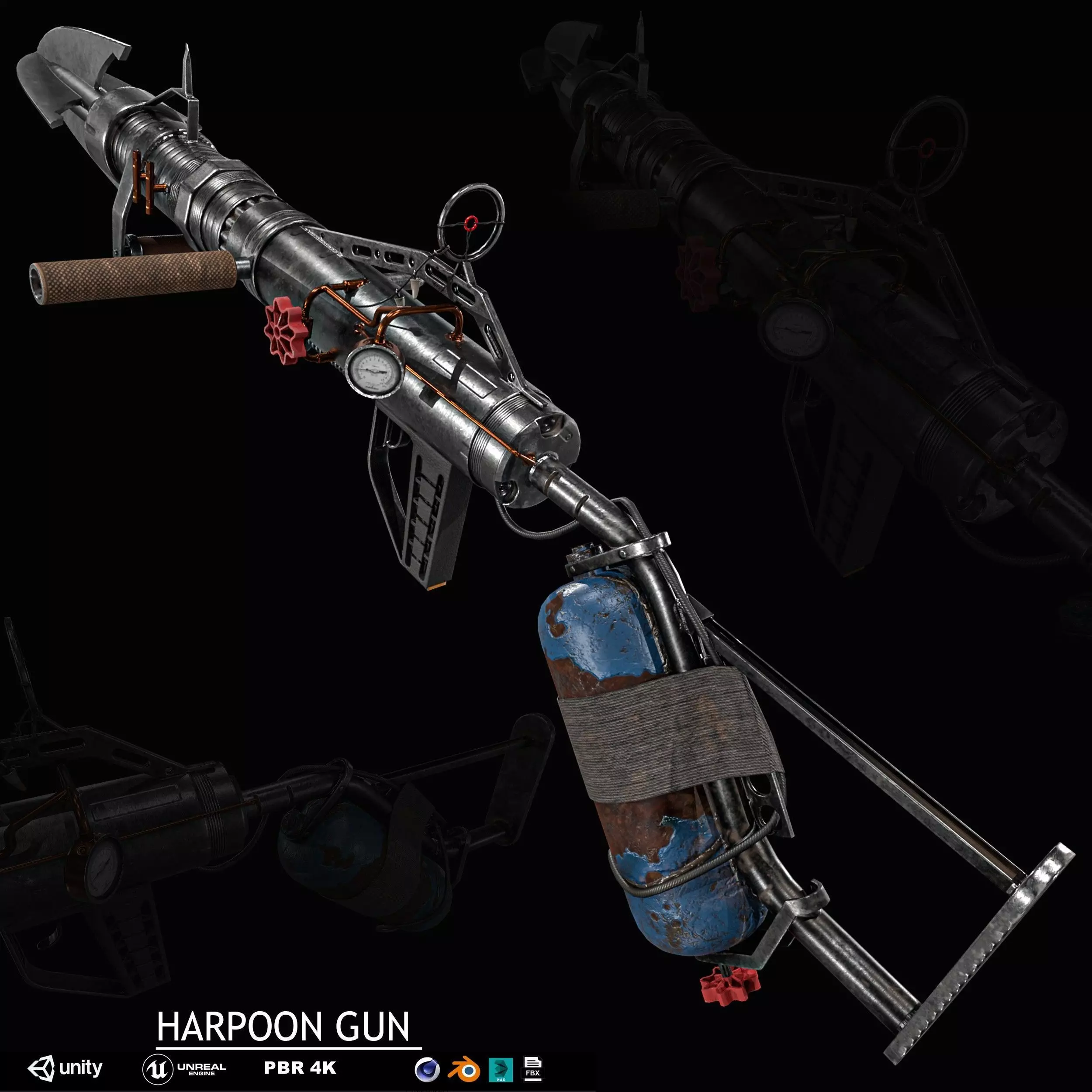 Harpoon Cannon Low-poly 3D model_0