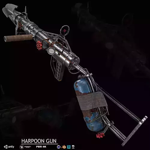 Harpoon Cannon Low-poly 3D model