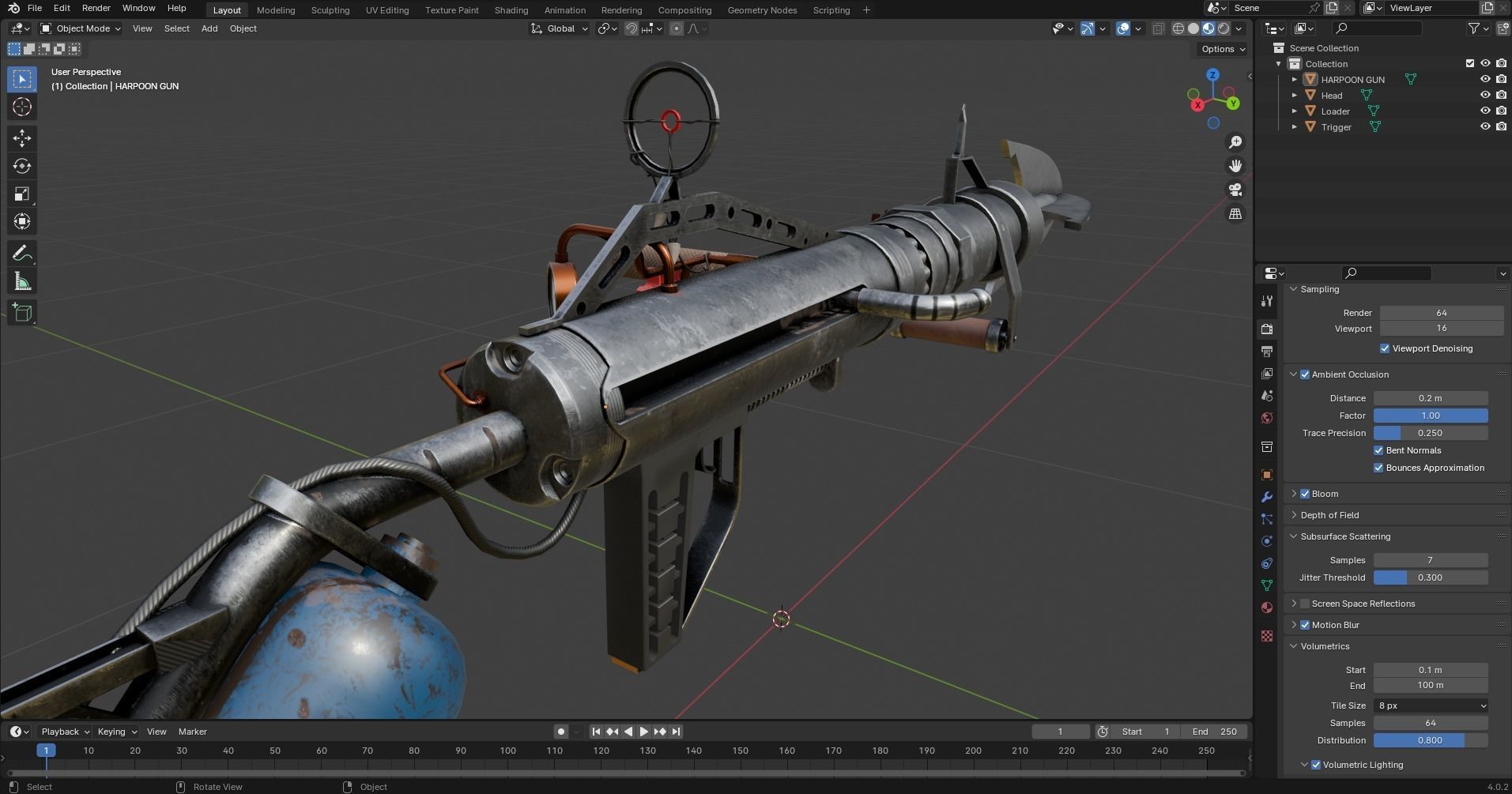 Harpoon Cannon Low-poly 3D model_25