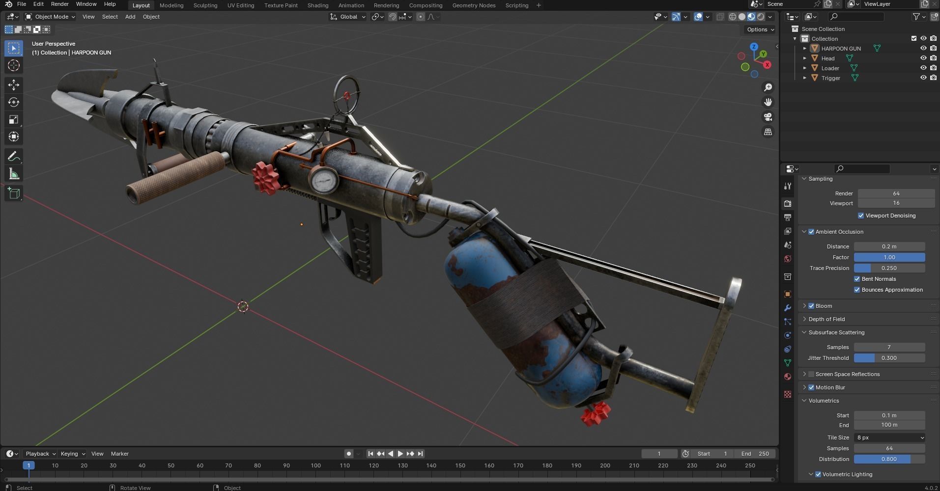 Harpoon Cannon Low-poly 3D model_26