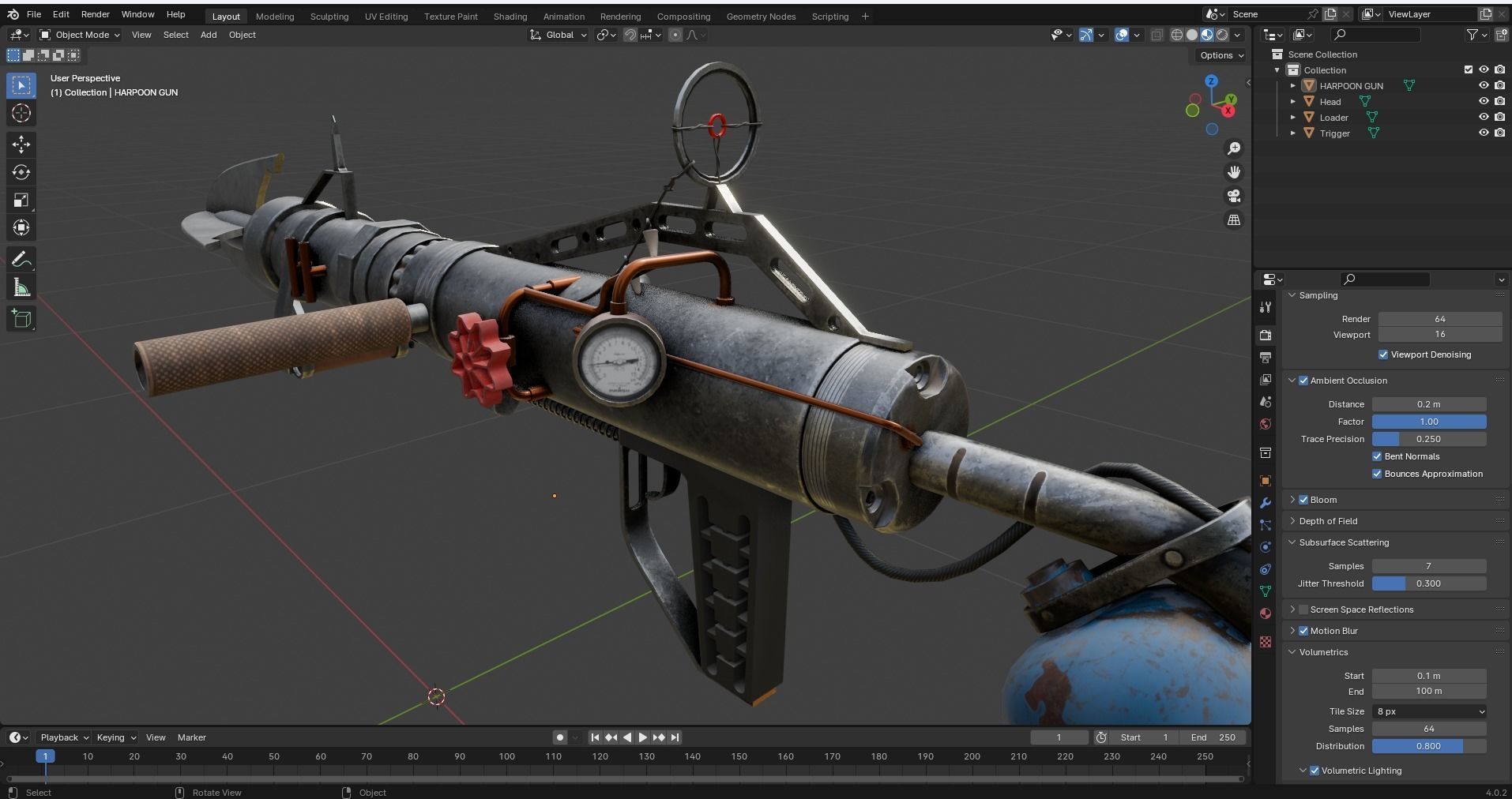 Harpoon Cannon Low-poly 3D model_24