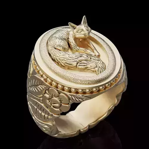 Fox ring silver gold jewelry printable 3d model