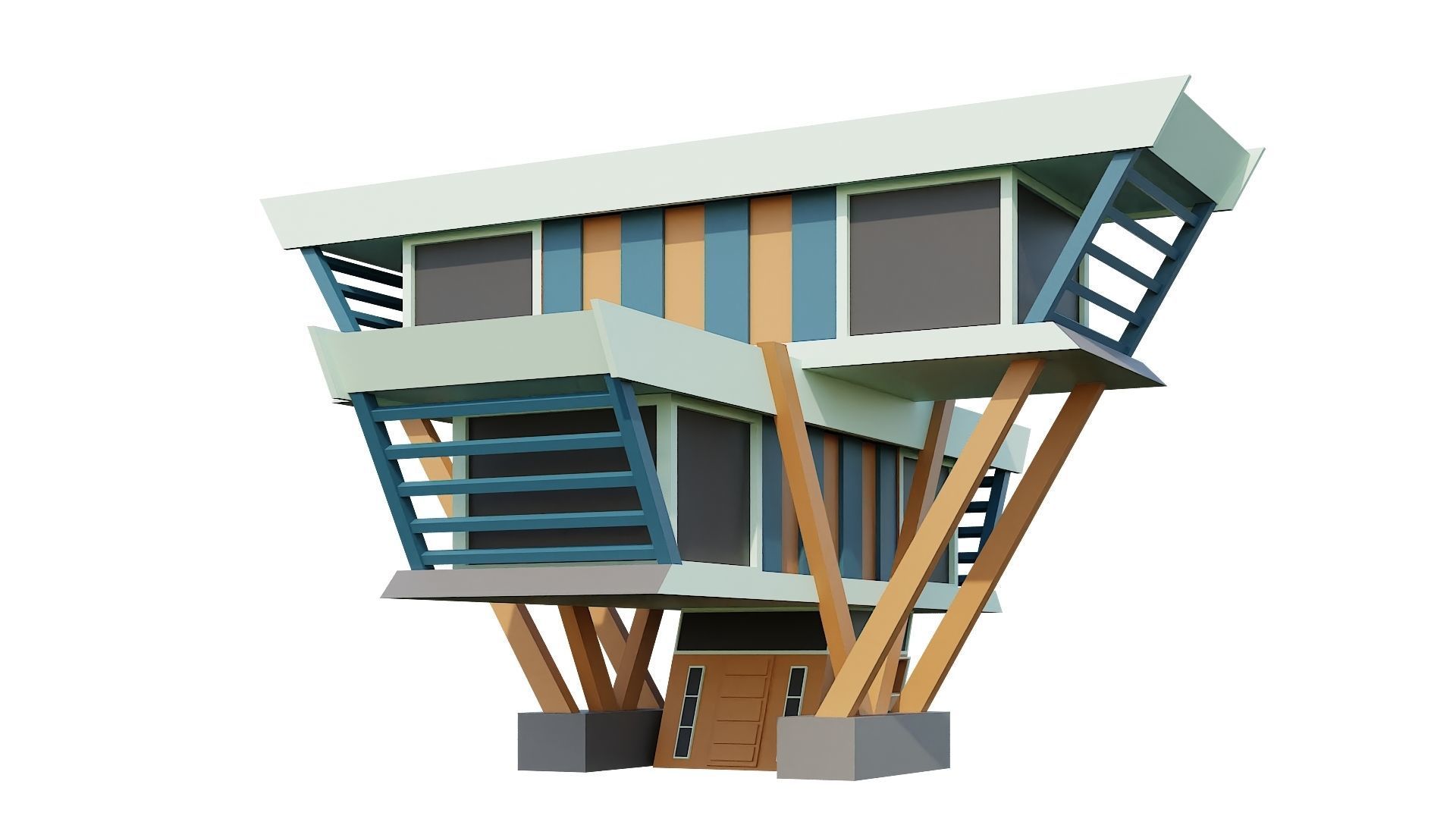 Low-Poly Modern 100 Houses Pack Low-poly 3D model_83