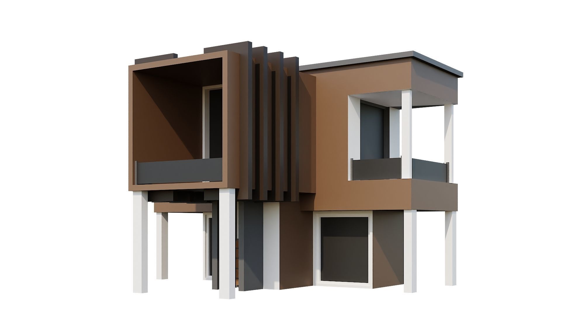 Low-Poly Modern 100 Houses Pack Low-poly 3D model_66