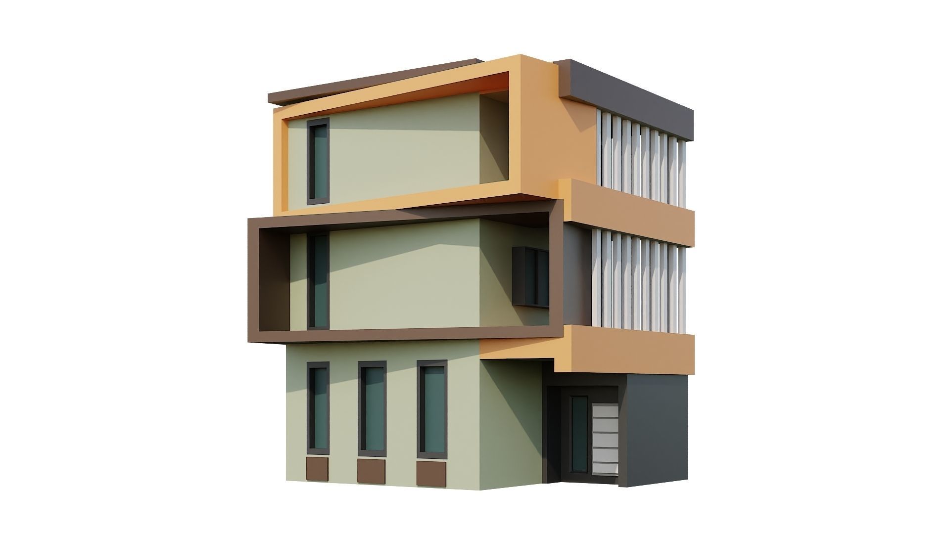 Low-Poly Modern 100 Houses Pack Low-poly 3D model_38