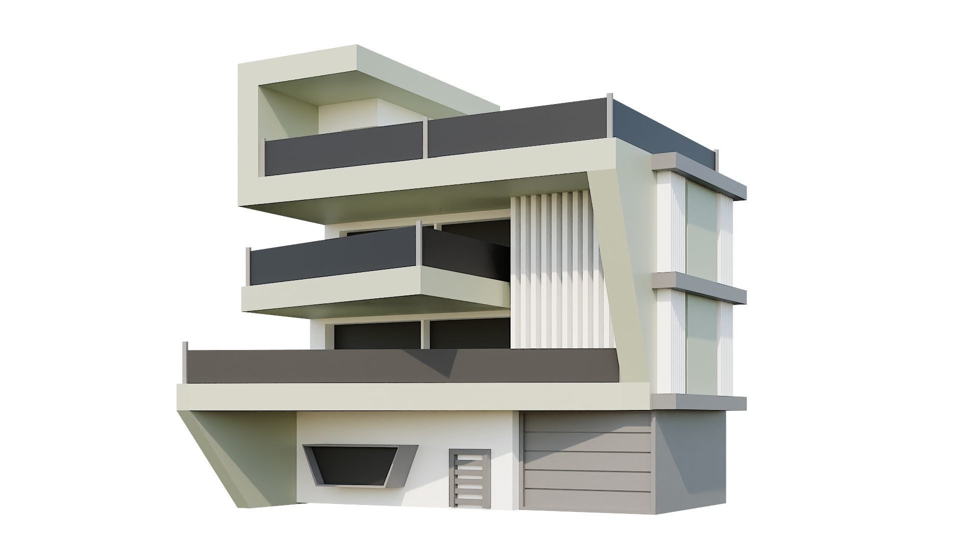 Low-Poly Modern 100 Houses Pack Low-poly 3D model_12