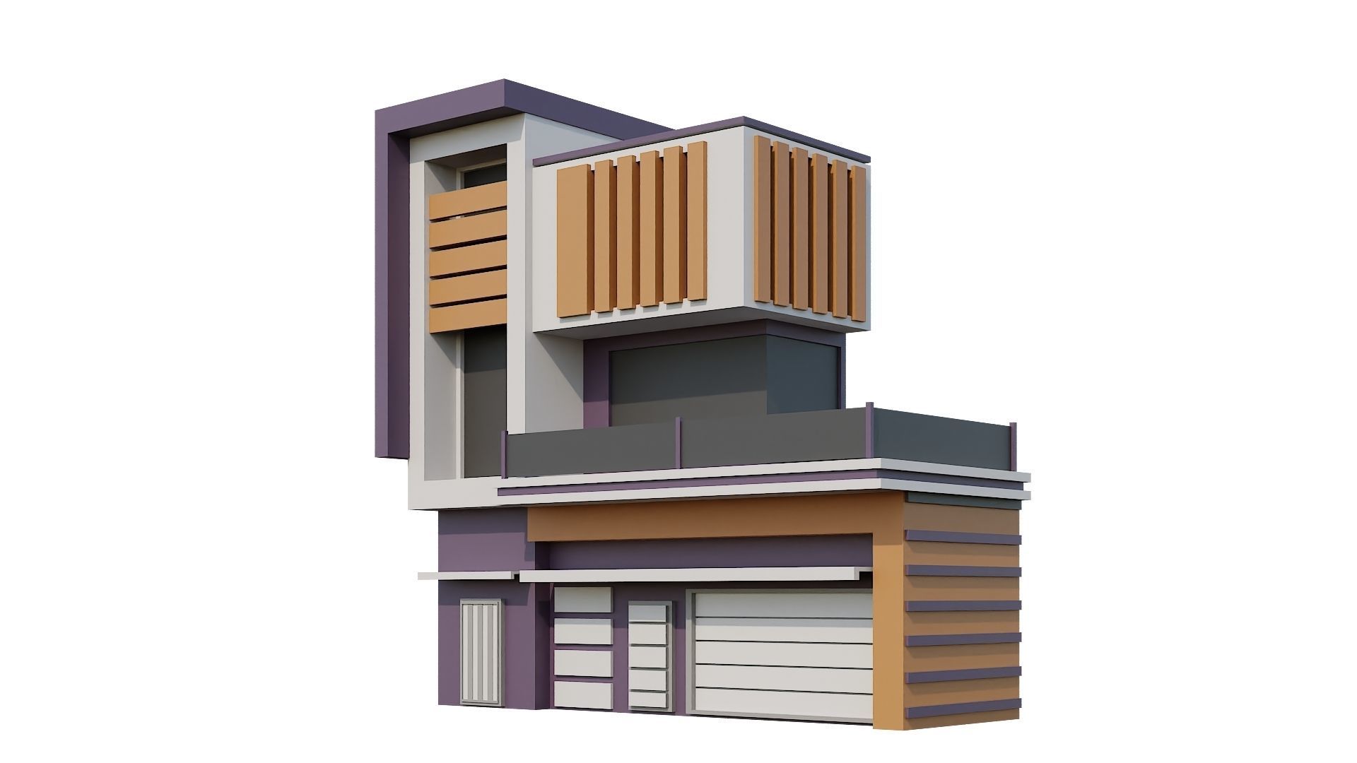 Low-Poly Modern 100 Houses Pack Low-poly 3D model_89