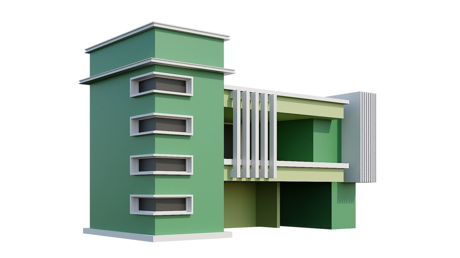 Low-Poly Modern 100 Houses Pack Low-poly 3D model_96