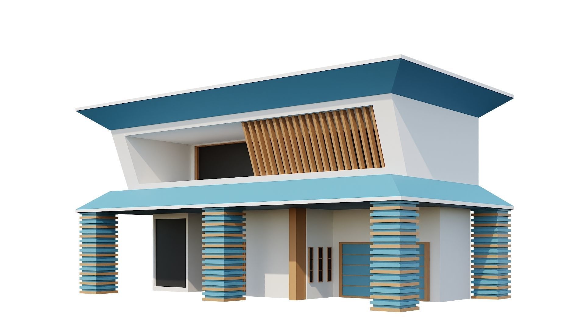 Low-Poly Modern 100 Houses Pack Low-poly 3D model_64