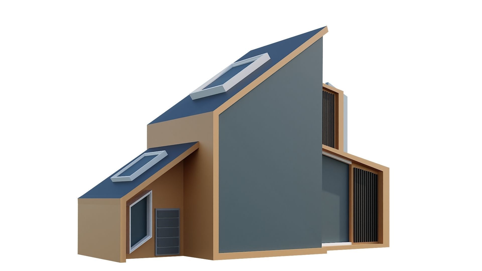 Low-Poly Modern 100 Houses Pack Low-poly 3D model_6