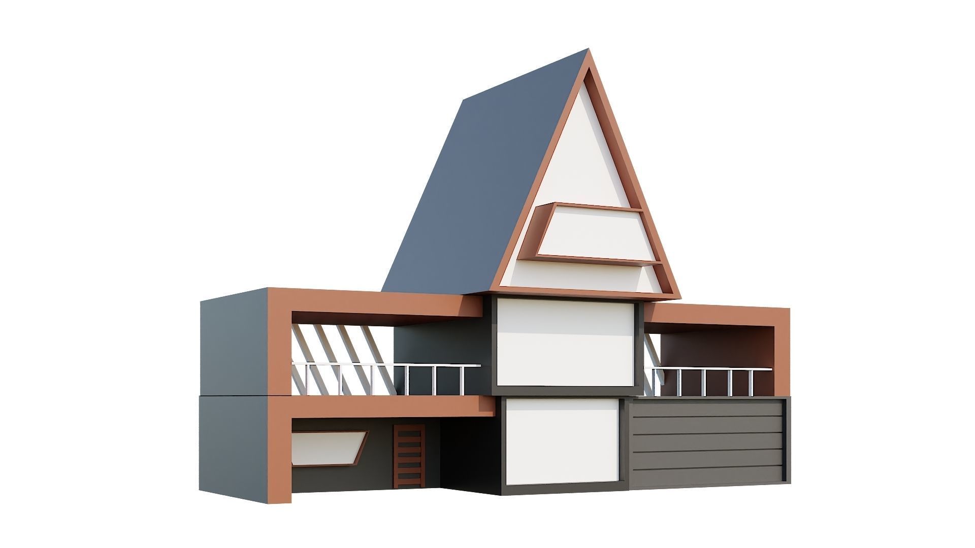 Low-Poly Modern 100 Houses Pack Low-poly 3D model_50