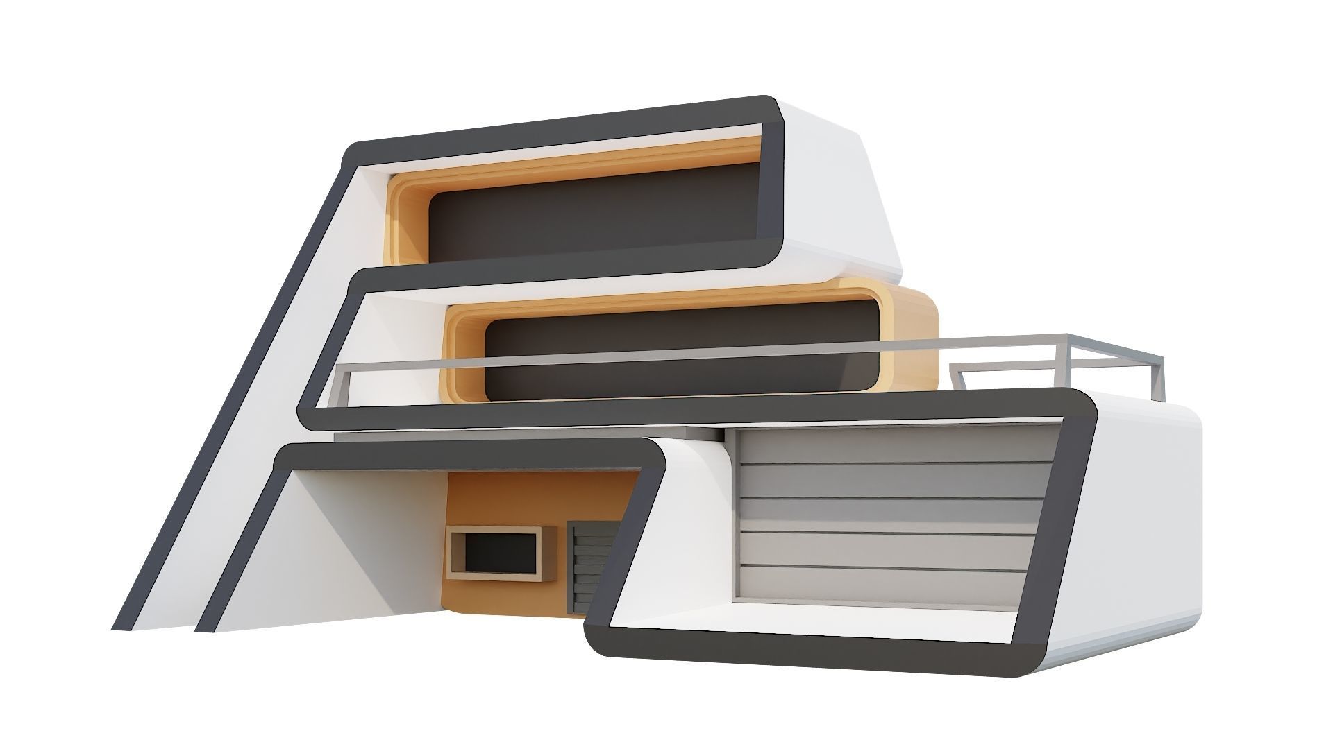 Low-Poly Modern 100 Houses Pack Low-poly 3D model_13