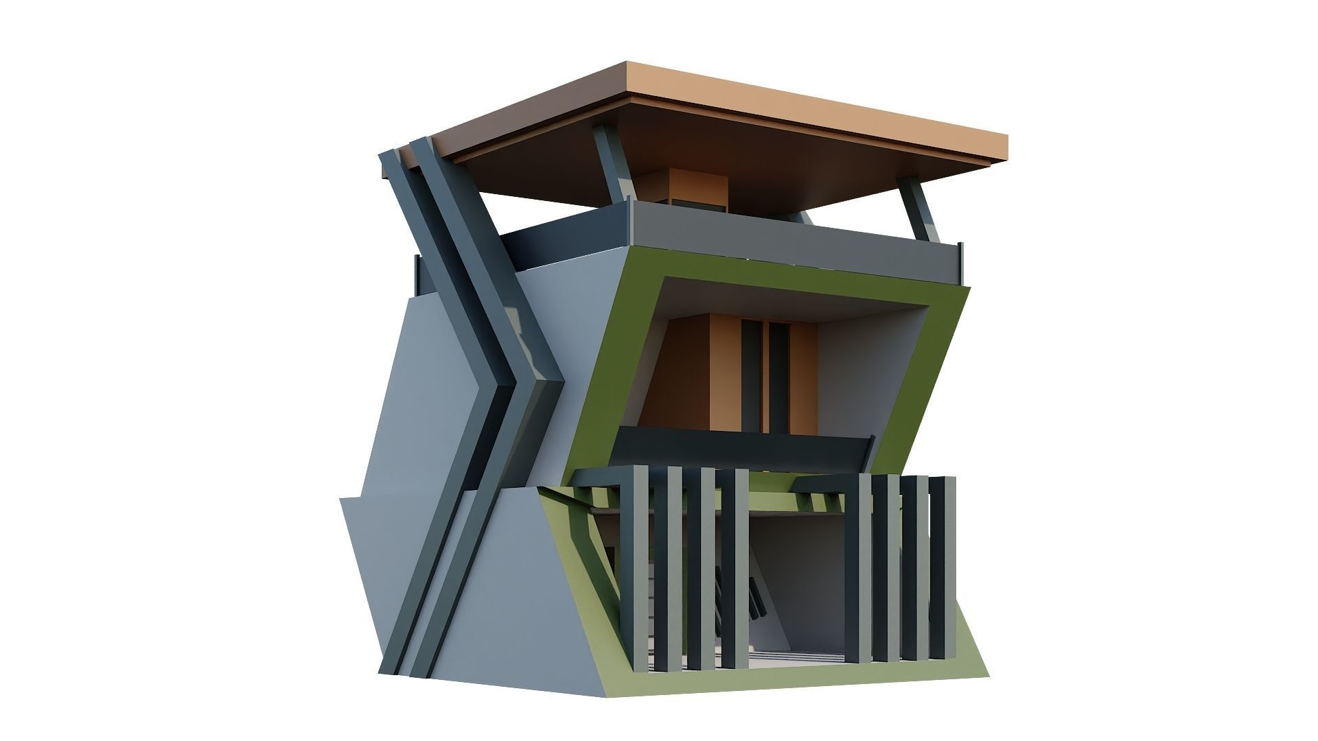 Low-Poly Modern 100 Houses Pack Low-poly 3D model_28