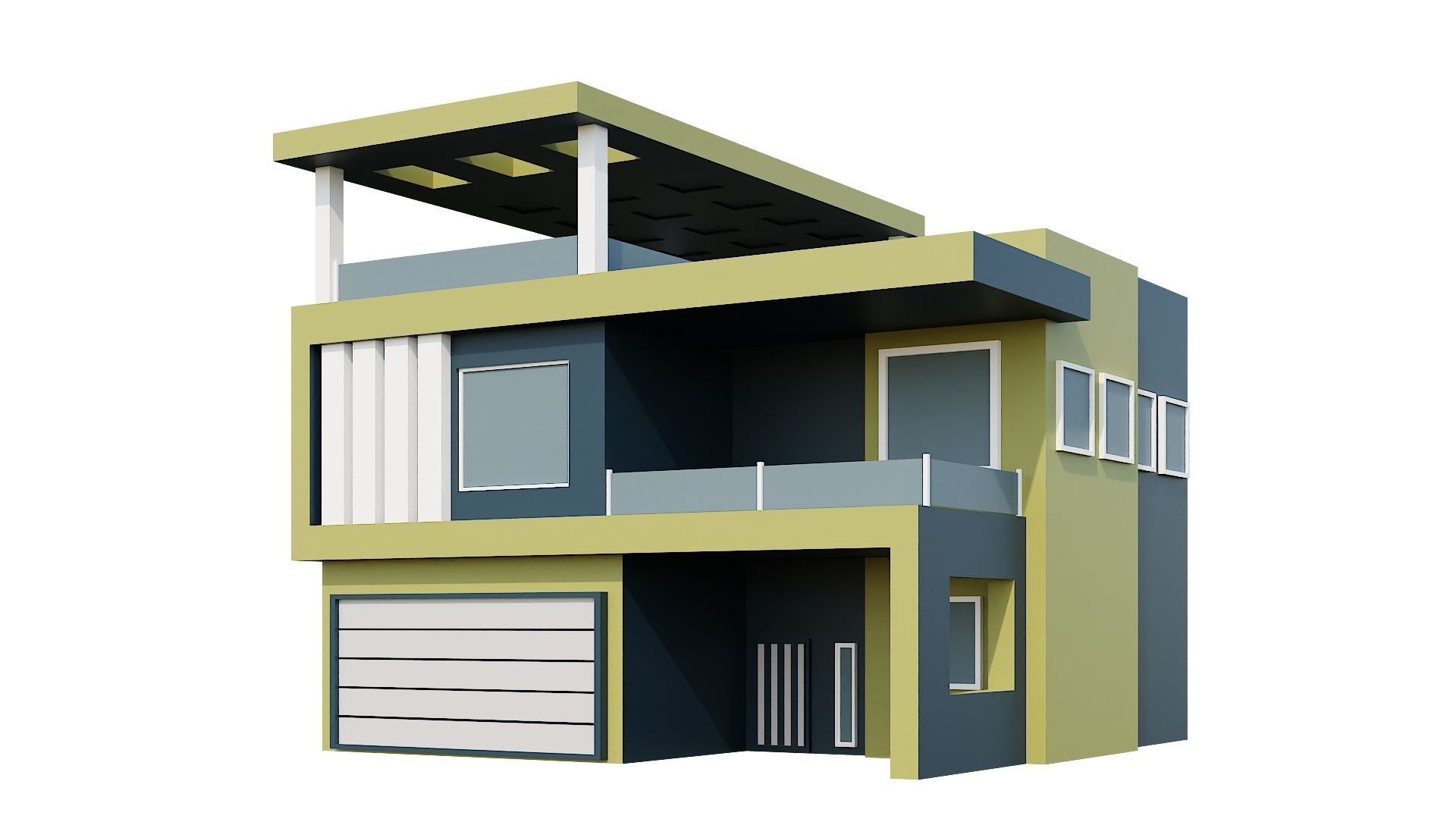 Low-Poly Modern 100 Houses Pack Low-poly 3D model_84