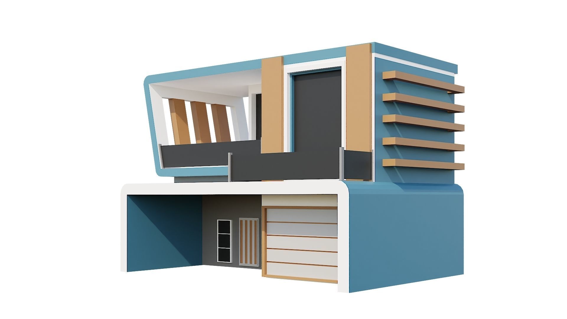 Low-Poly Modern 100 Houses Pack Low-poly 3D model_91