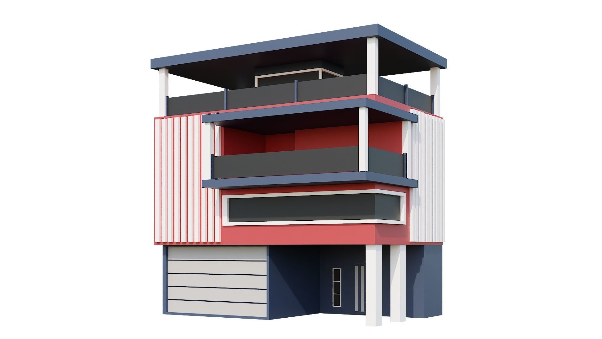 Low-Poly Modern 100 Houses Pack Low-poly 3D model_78