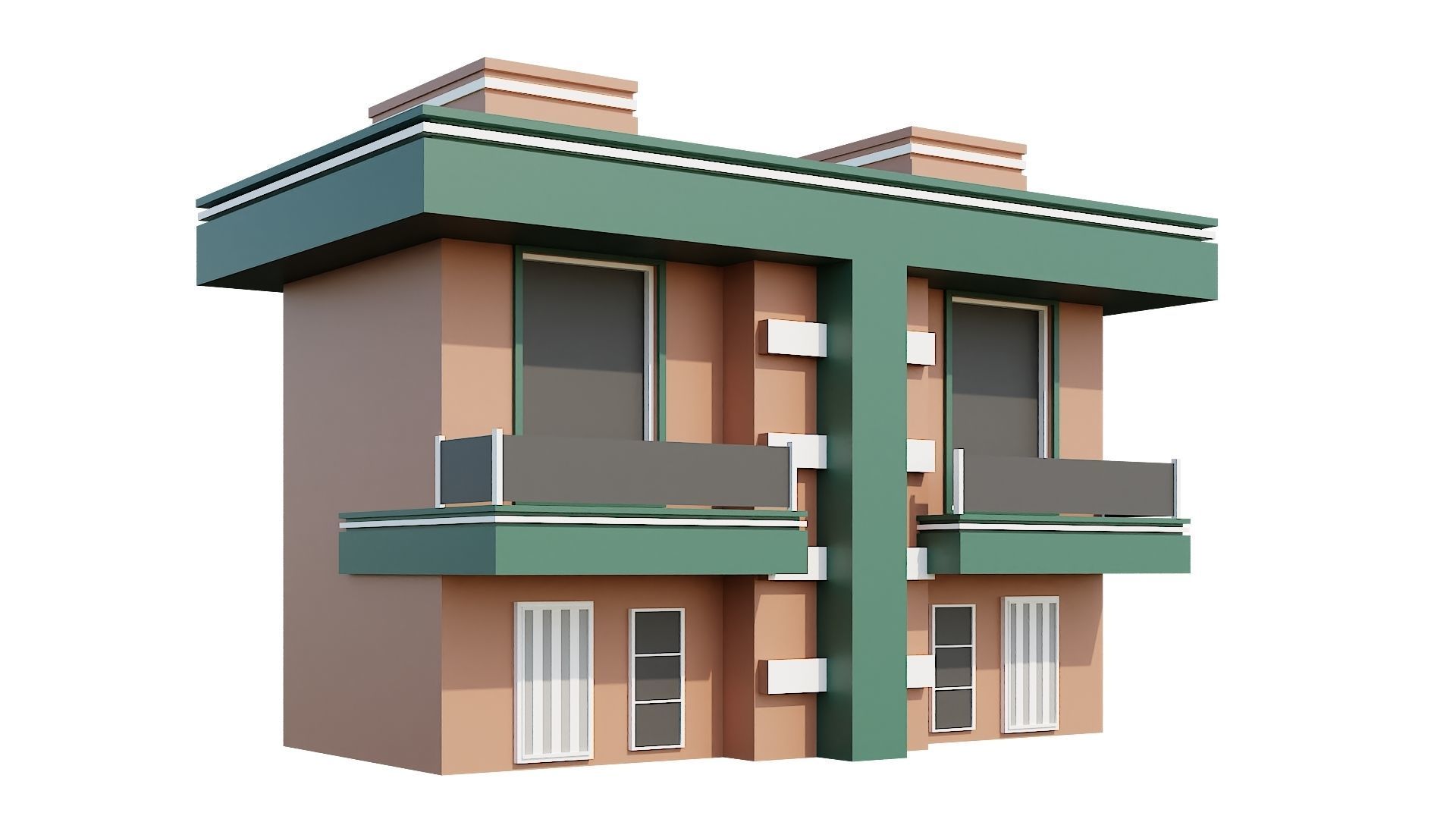 Low-Poly Modern 100 Houses Pack Low-poly 3D model_62