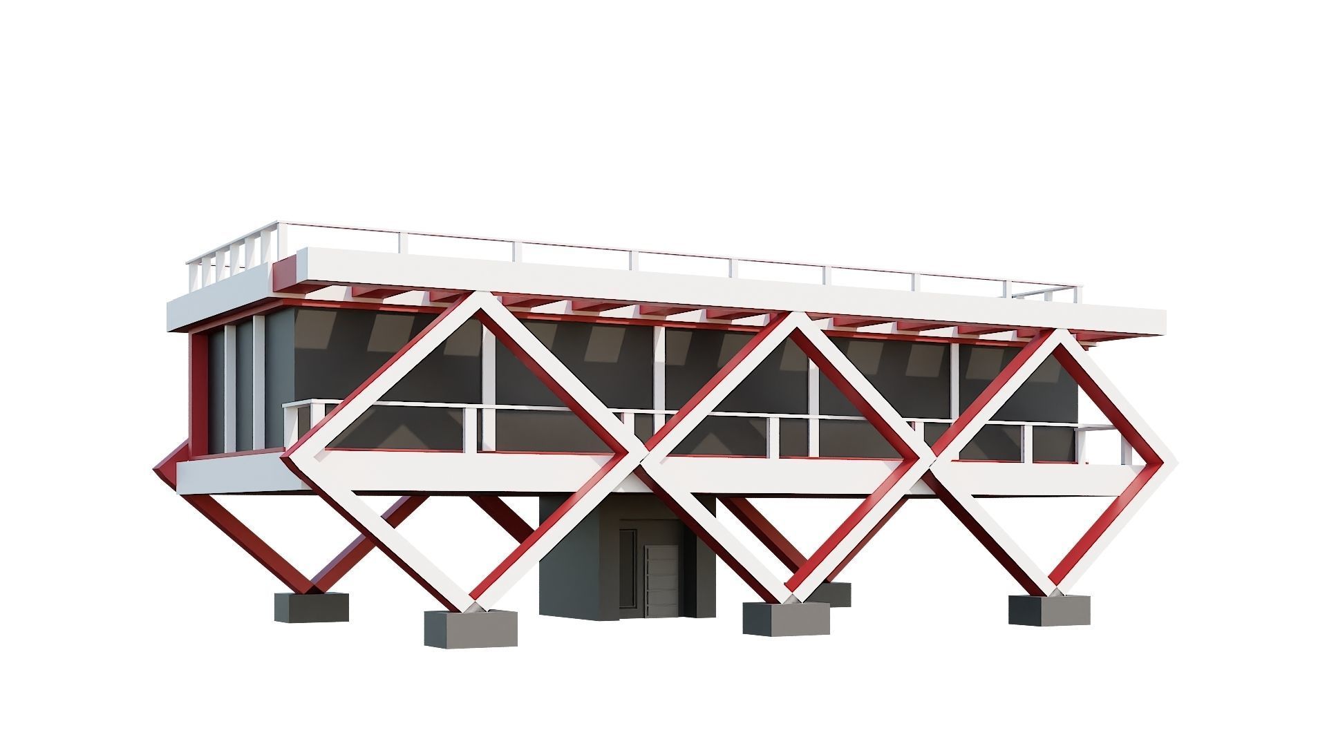 Low-Poly Modern 100 Houses Pack Low-poly 3D model_5