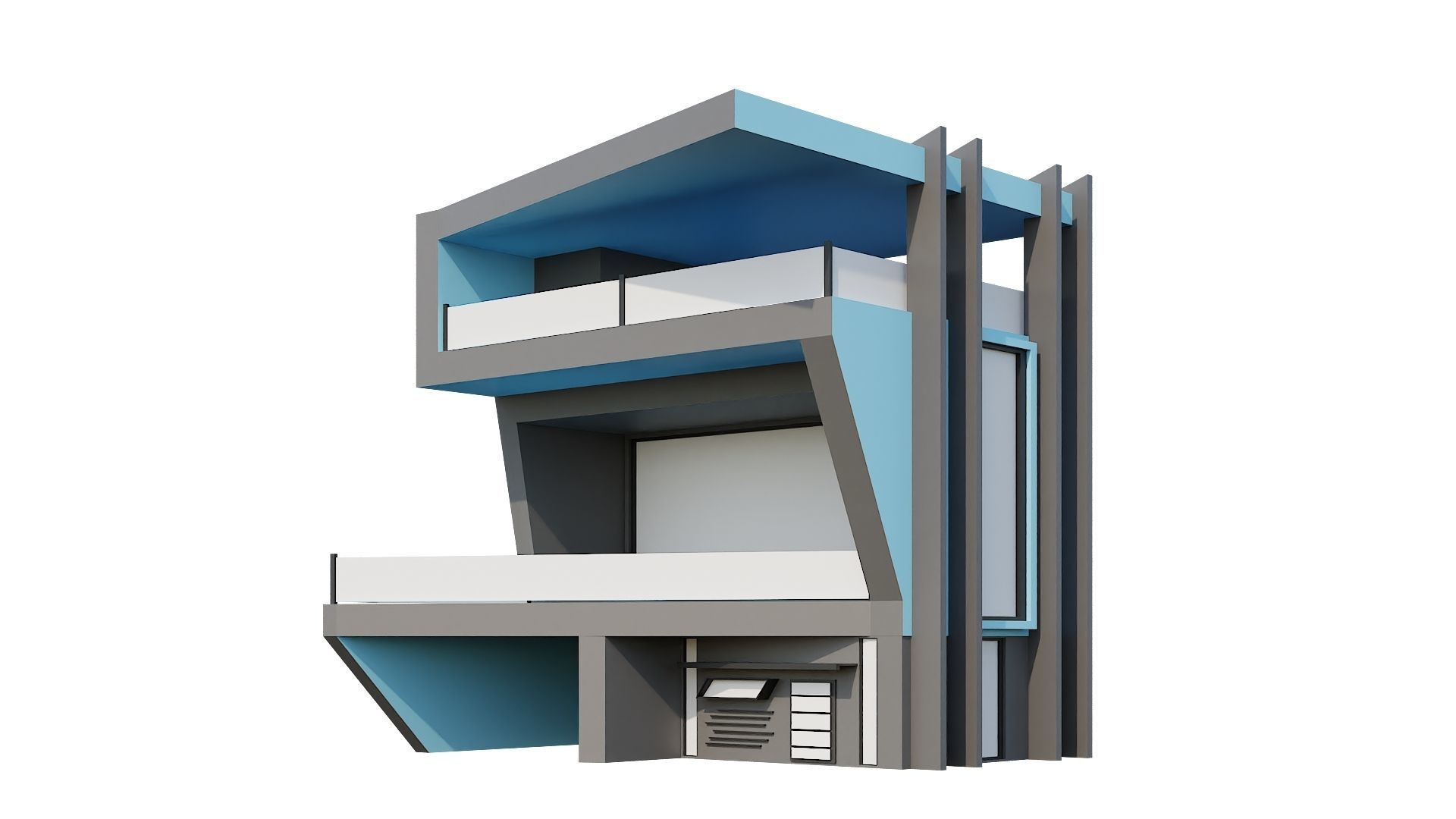 Low-Poly Modern 100 Houses Pack Low-poly 3D model_63