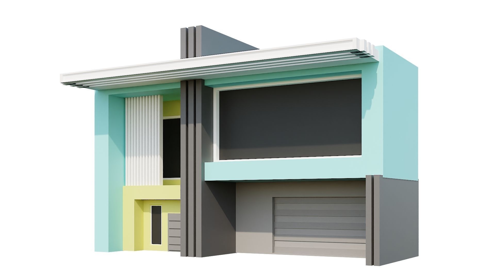 Low-Poly Modern 100 Houses Pack Low-poly 3D model_23