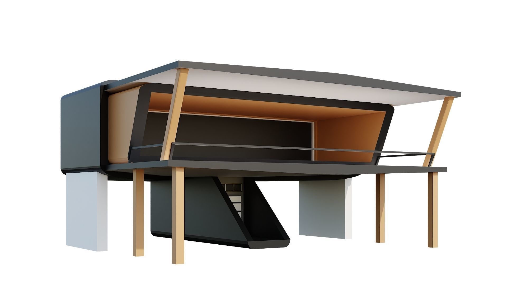 Low-Poly Modern 100 Houses Pack Low-poly 3D model_99