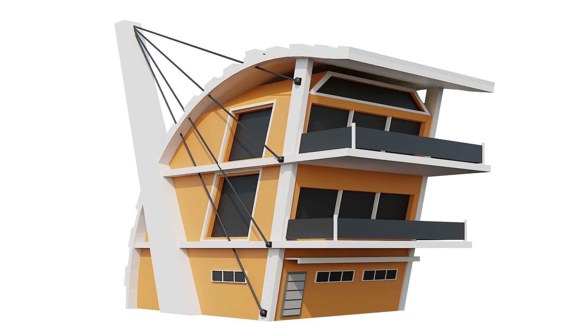 Low-Poly Modern 100 Houses Pack Low-poly 3D model_3