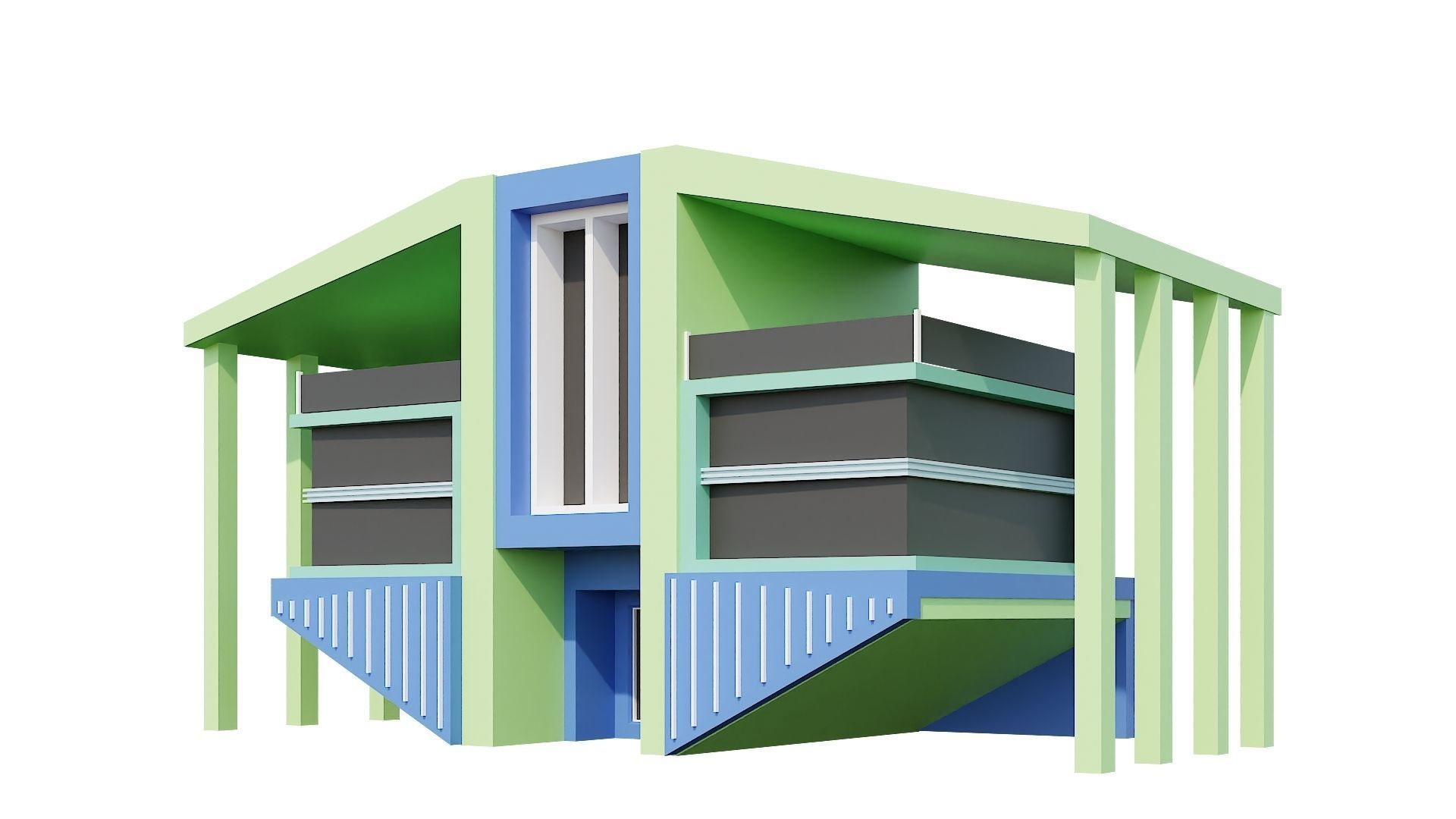 Low-Poly Modern 100 Houses Pack Low-poly 3D model_54